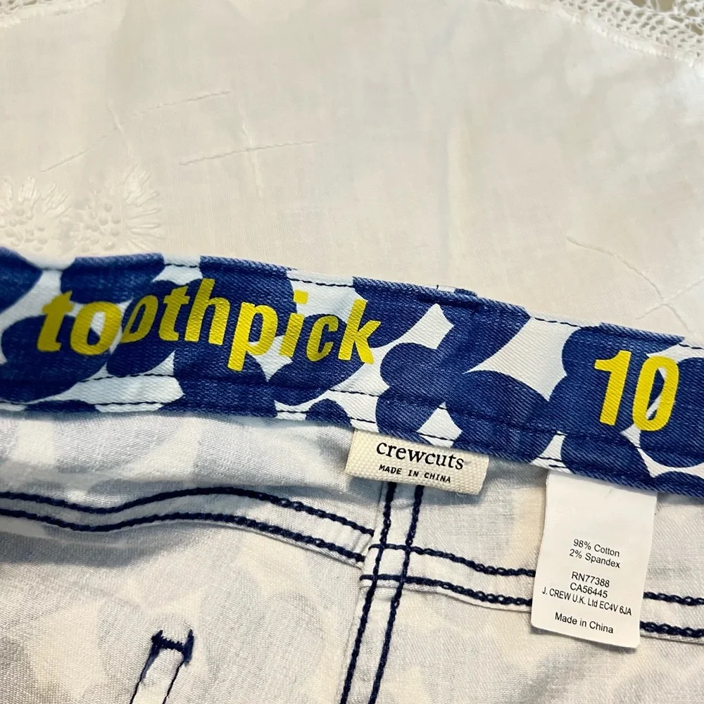 Kids Crewcuts Toothpick Skinny Jeans Heart Print Size 10 Blue White Valentine’s